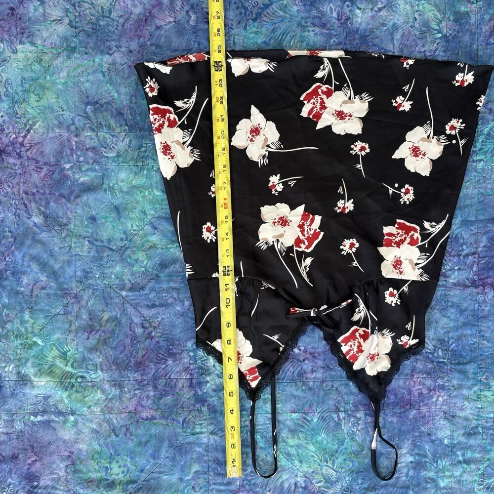 Floral Size Medium Babydoll Tank Top Red Black Y2k Flower - Picture 3 of 6
